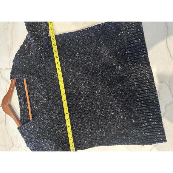 Eileen Fisher Black Marbled Chunky Knit Scoop Neck Sweater Women’s size Medium​ - Picture 9 of 10